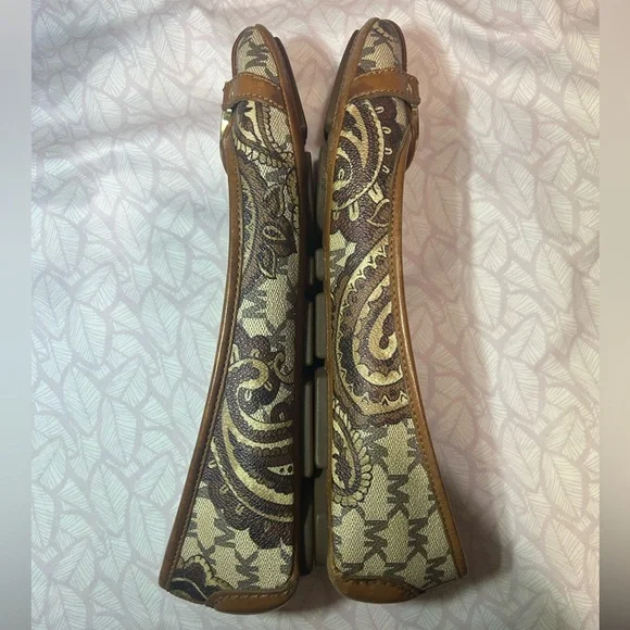 Michael Kors Patterned Brown and Tan Flats - Picture 2 of 4